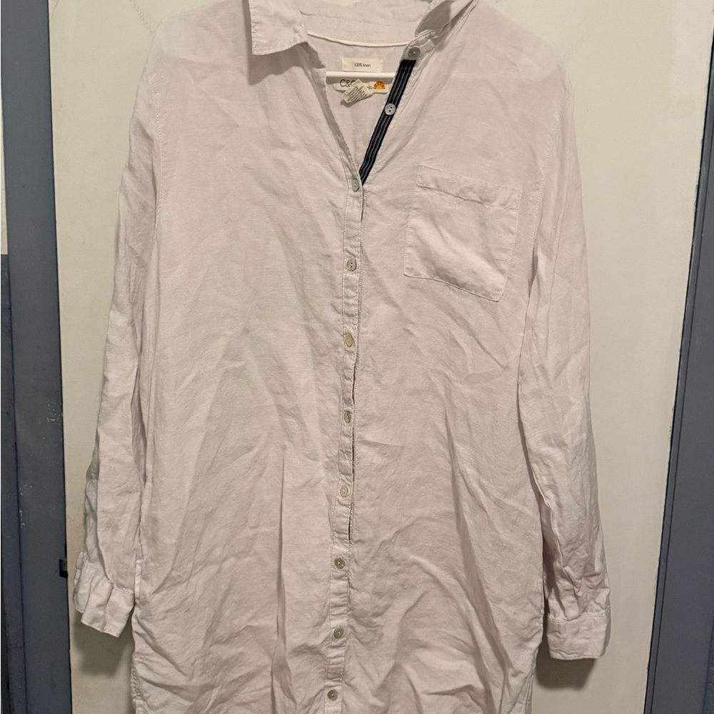 C&C California Pale Pink Long Sleeve Button Shirt Dress